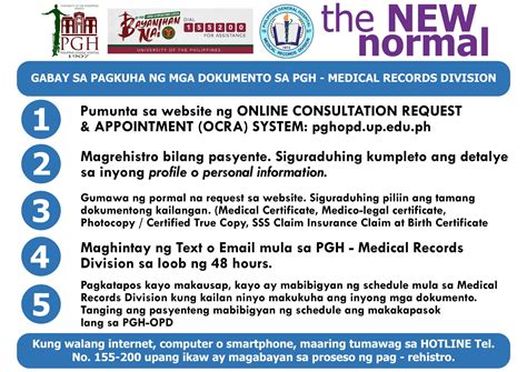 pgh opd contact number|New Normal, para sa mga kukuha ng dokumento sa PGH .
